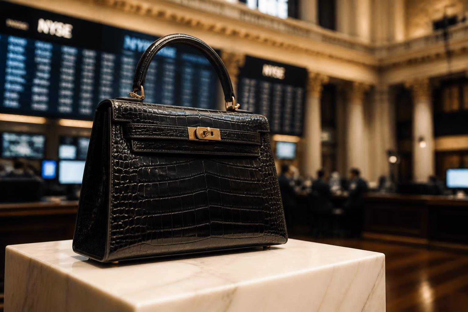 Investment-grade luxury handbag on display